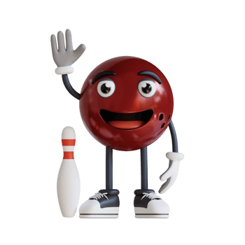 bowling ball mascot say hello 3d character illustration png
