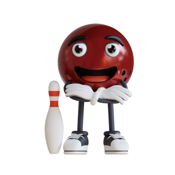 bowling ball mascot crossed arm 3d character illustration png