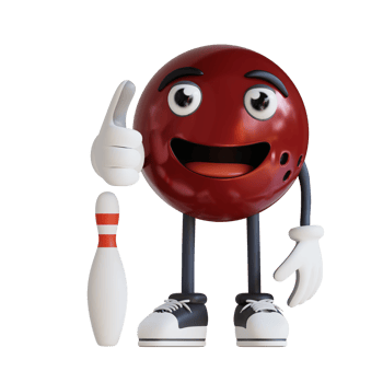 bowling ball mascot giving thumbs up 3d character illustration png