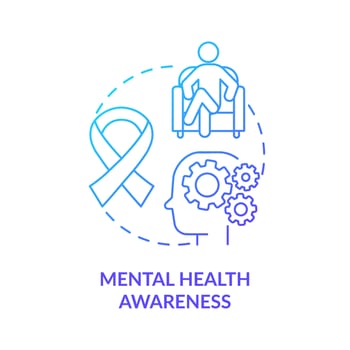 Mental health awareness blue gradient concept icon. Psychological problem. Behavioral trend abstract idea thin line illustration. Isolated outline drawing. vector