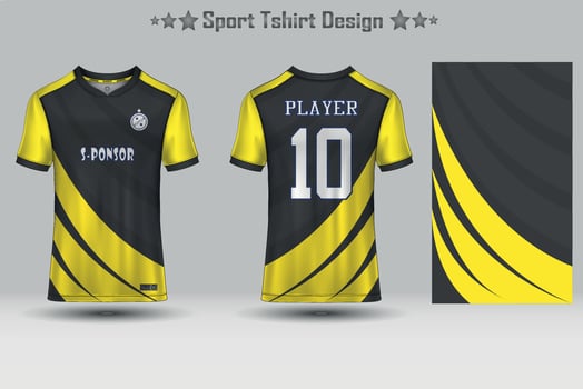 Soccer jersey mockup football jersey design sublimation sport t shirt design collection for racing, cycling, gaming, motocross vector