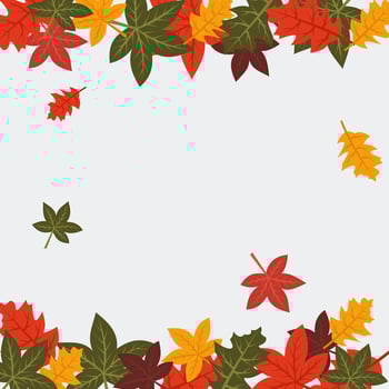 Editable Various Bright Colors Leaves Vector Illustration for Text Background of Autumn and Thanksgiving Day Seasonal Themed Purposes