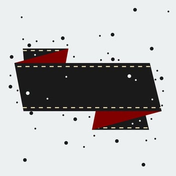 Editable Ribbon Banner Vector Background with Dots and White Stitch Lines for Black Friday Sale Marketing Concept