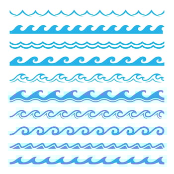 Sea and ocean wave water frames borders vector