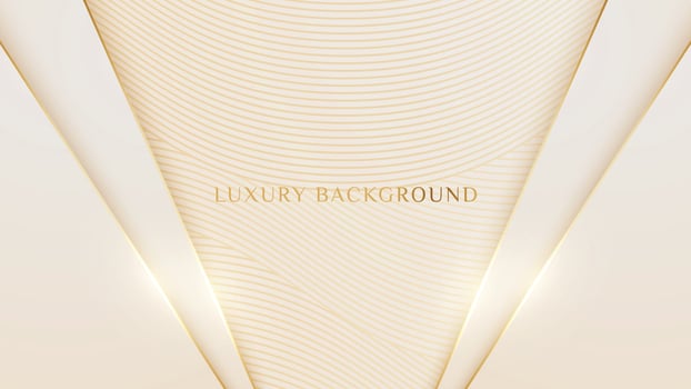 Abstract luxury light brown background with golden lines element and 3d paper cut vector