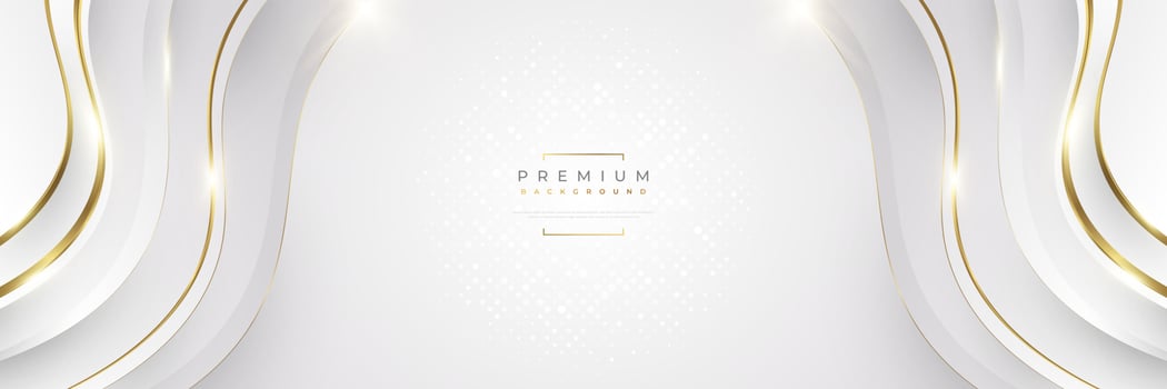Luxury White and Gold Background with Golden Lines and Paper Cut Style. Premium Gray and Gold Background for Award, Nomination, Ceremony, Formal Invitation or Certificate Design vector