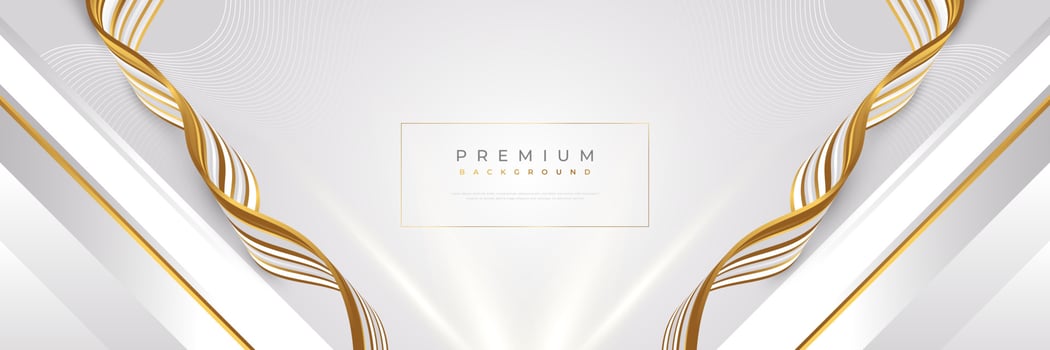 Luxury White and Gold Background with Golden Lines and Paper Cut Style. Premium Gray and Gold Background for Award, Nomination, Ceremony, Formal Invitation or Certificate Design vector