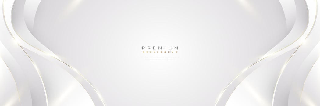 Luxury White and Gold Background with Golden Lines and Paper Cut Style. Premium Gray and Gold Background for Award, Nomination, Ceremony, Formal Invitation or Certificate Design vector