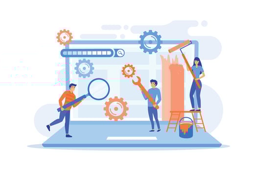 Technical support, programming and coding. Website maintenance, website maintenance services, update and keep your site easy concept. vector