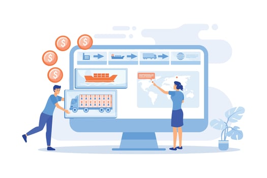 Logistics industry and freight profit analyzing. Supply chain analytics, transportation providers data, transportation costs optimization concept. vector