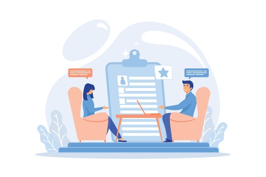 Employee hiring. Recruiter and vacancy candidates. Personnel recruitment. HR management. Job interview, employment process, choosing a candidate concept. flat vector modern illustration