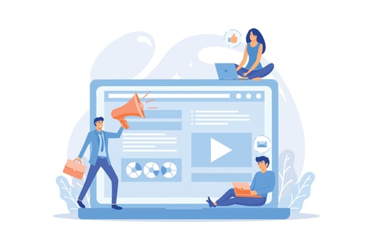 Content marketing services. Marketing strategy development. Online advertisement promotion. Content planning. Digital marketing strategy concept.flat vector modern illustration