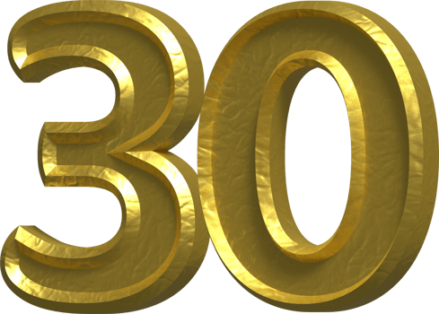 30 Years 3D Number Illustration Concept Design png
