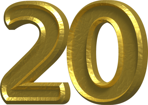 20 Years 3D Number Illustration Concept Design png