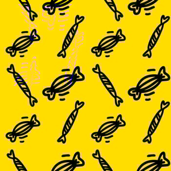Vector halloween seamless pattern candy clipart and icon. Funny, cute illustration for seasonal design, textile, decoration kids playroom or greeting card. Monochrome hand drawn prints and doodle.