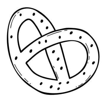 cookie pretzel. Linear hand drawing vector