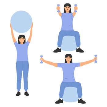 Set of woman doing exercise vector