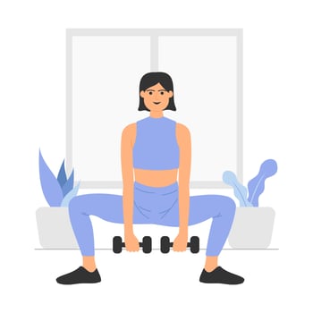 Woman doing exercise in the gym vector