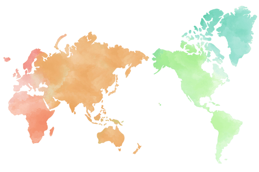 Colorful water color world map painting on transparent background. png