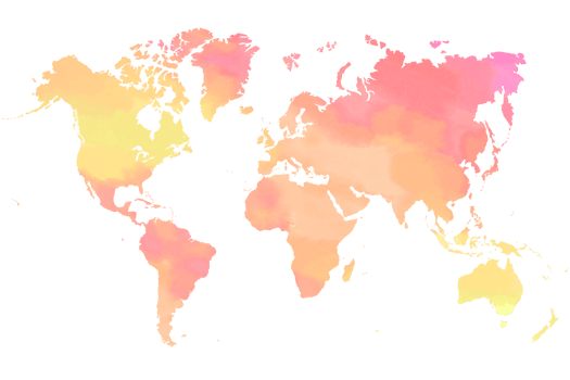 Colorful water color world map painting on transparent background. png