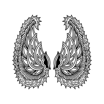 Batik Artistic Design Drawing Wings Vector Design