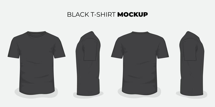 Set of t-shirt mock up design in black color for product advertising design vector