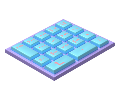 Realistic Numeric Keyboard PC 3D Rendered png