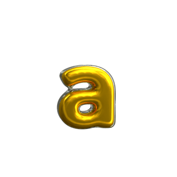 Mental Yellow Letter a 3D Render png