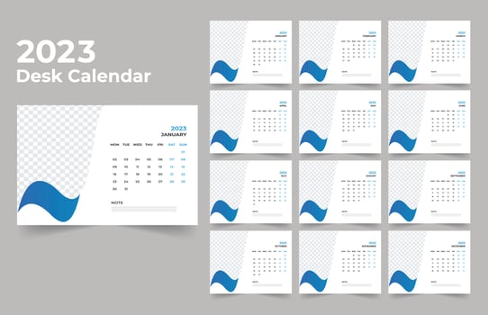 Desk Calendar 2023 Template Design vector