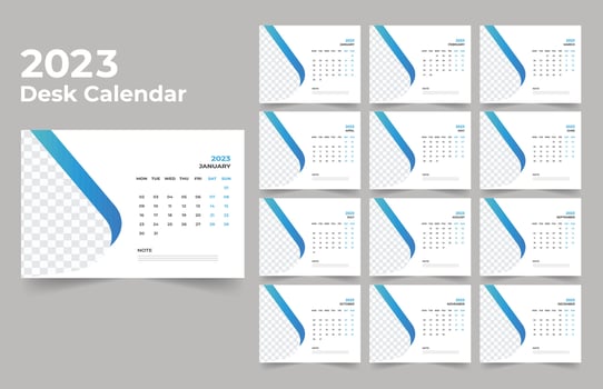 Desk Calendar 2023 Template Design vector