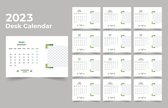 Desk Calendar 2023 Template Design vector