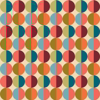 Aesthetic mid century printable seamless pattern with retro design. Decorative 50s, 60s, 70s style Vintage modern background in minimalist mid century style for fabric, wallpaper or wrapping vector