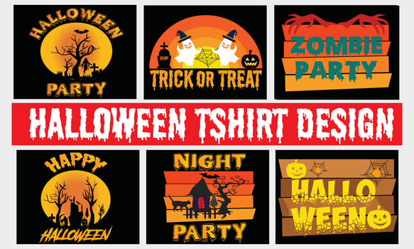 Halloween T-shirt Design Bundle Modern  typography Scary design vector