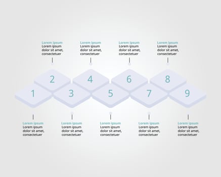 curve square chart of timeline template for infographic presentation template with 9 element for banner vector