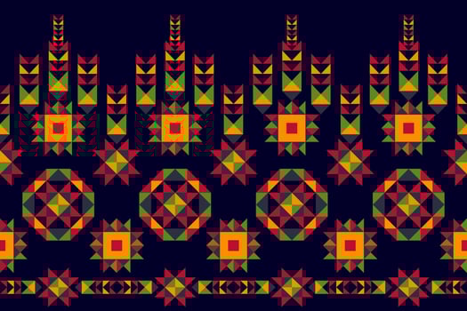 Ikat ethnic seamless pattern design. Aztec fabric carpet boho mandalas textile decor wallpaper. Tribal native motif flower traditional embroidery vector illustrated background