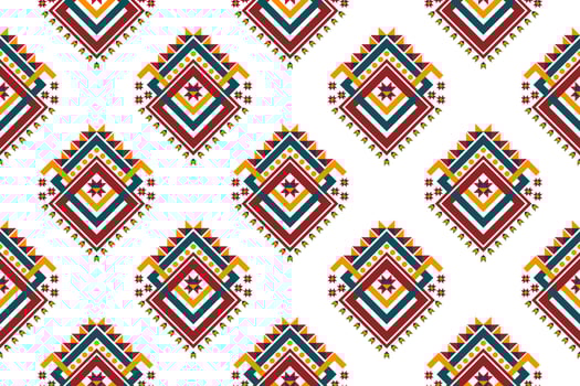 Ikat ethnic seamless pattern design. Aztec fabric carpet boho mandalas textile decor wallpaper. Tribal native motif flower traditional embroidery vector illustrated background