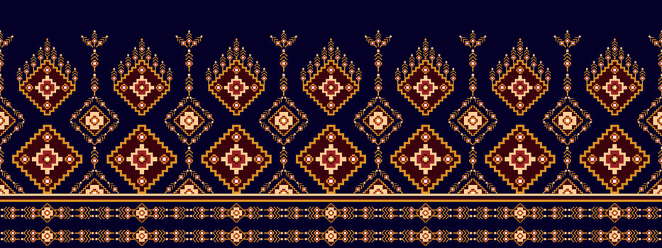 Ikat ethnic seamless pattern design. Aztec fabric carpet boho mandalas textile decor wallpaper. Tribal native motif flower traditional embroidery vector illustrated background