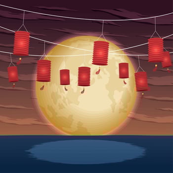 mid autumn festival card vector