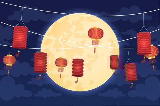 mid autumn festival night vector