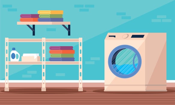 laundry room with washing machine vector