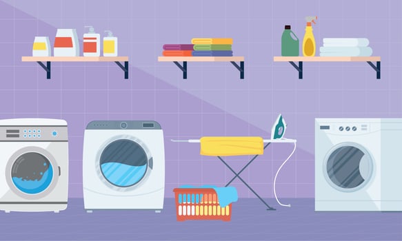 laundry room with washing machines vector