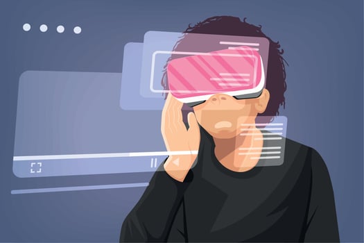 man with mask and hologram templates vector