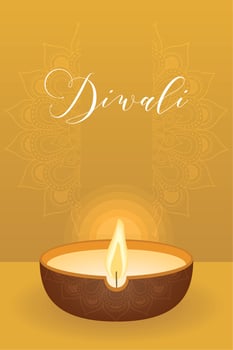 diwali lettering postcard vector