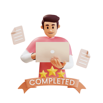 young man with laptop completing tasks and project 3d character illustration png
