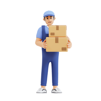 courier standing with the order box 3d character illustration png