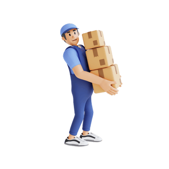 courier carrying order boxes 3d character illustration png