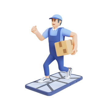 courier running to deliver orders 3d character illustration png