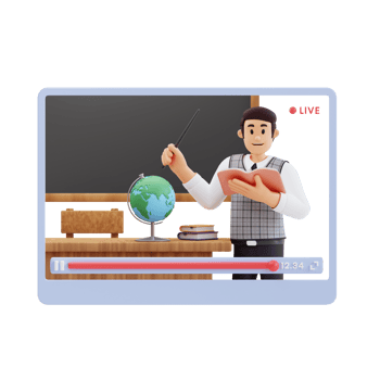 male teacher teaching online 3d character illustration png