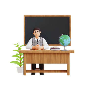 male teacher sitting in the classroom 3d character illustration png