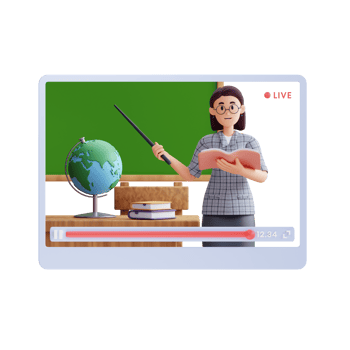 female teacher teaching online 3d character illustration png